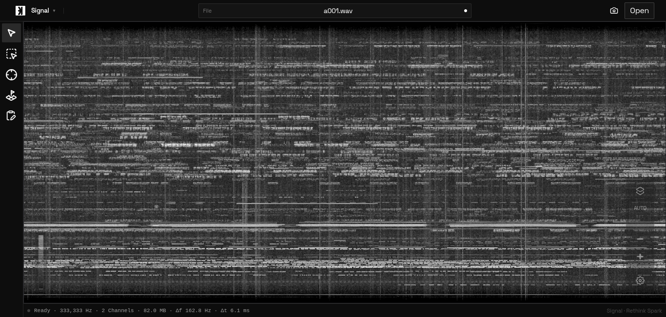 Full-file spectrogram, recording opened in Signal.
